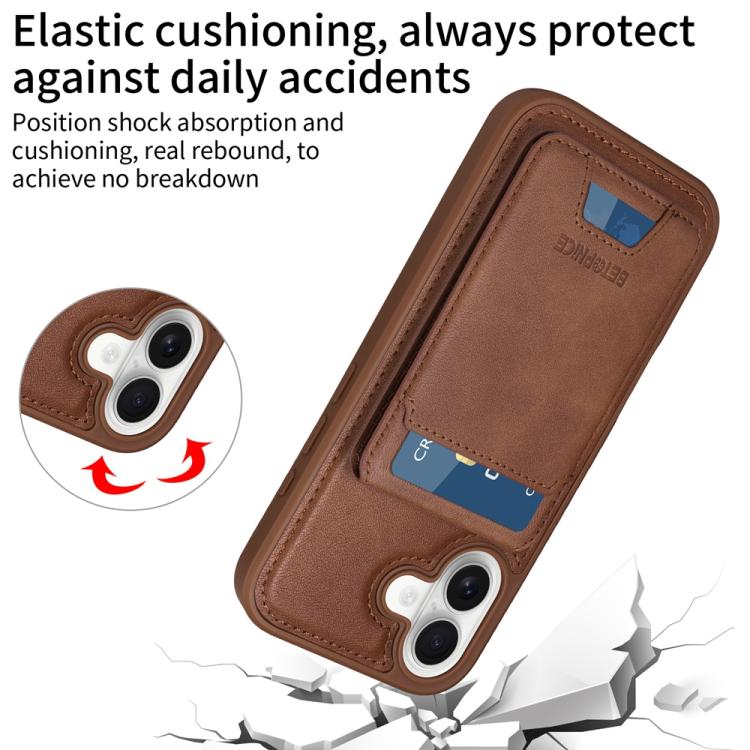 For iPhone 17 BETOPNICE Vertical Flip Detachable MagSafe Wallet Phone Case(Brown) by BETOPNICE