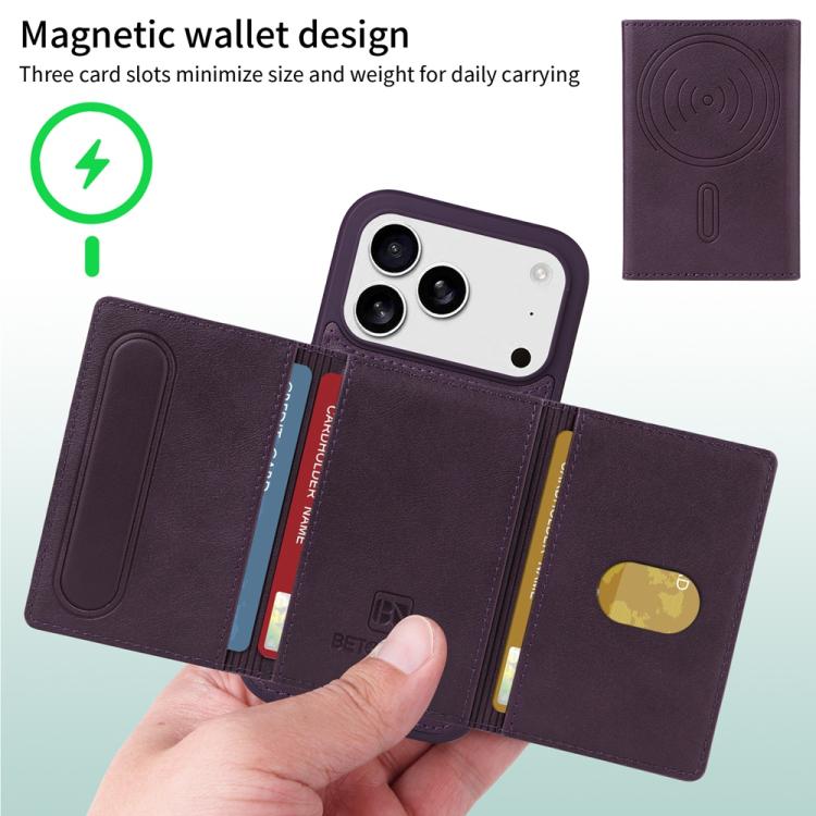 For iPhone 17 Pro BETOPNICE Horizontal Flip Detachable MagSafe Wallet Phone Case(Purple) by BETOPNICE