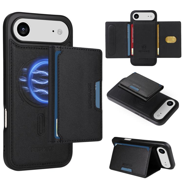 For iPhone Air BETOPNICE Horizontal Flip Detachable MagSafe Wallet Phone Case(Black) by BETOPNICE