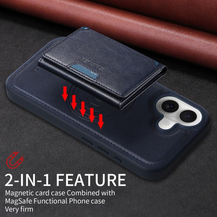 For iPhone 17 BETOPNICE Horizontal Flip Detachable MagSafe Wallet Phone Case(Blue) by BETOPNICE