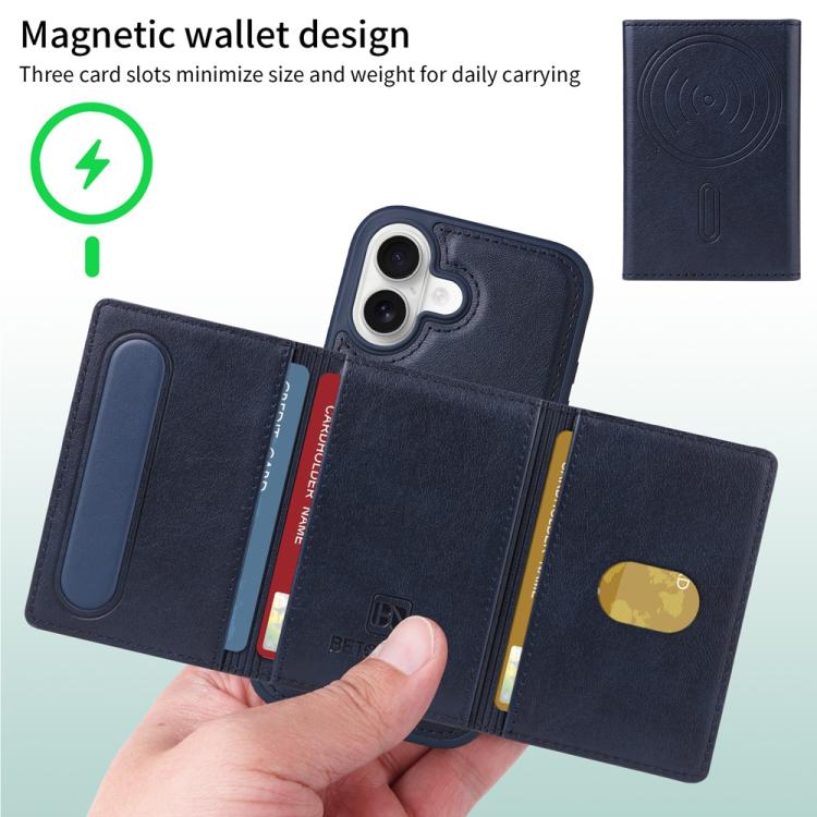 For iPhone 17 BETOPNICE Horizontal Flip Detachable MagSafe Wallet Phone Case(Blue) by BETOPNICE