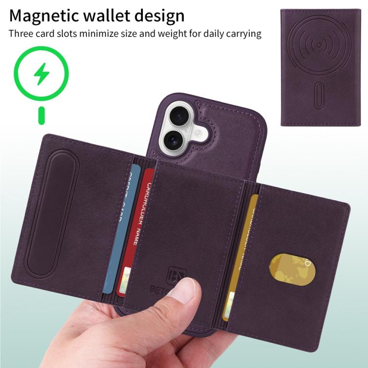 For iPhone 17 BETOPNICE Horizontal Flip Detachable MagSafe Wallet Phone Case(Purple) by BETOPNICE