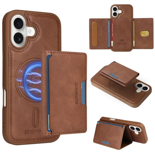 For iPhone 17 BETOPNICE Horizontal Flip Detachable MagSafe Wallet Phone Case(Brown) by BETOPNICE