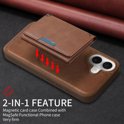 For iPhone 17 BETOPNICE Horizontal Flip Detachable MagSafe Wallet Phone Case(Brown) by BETOPNICE