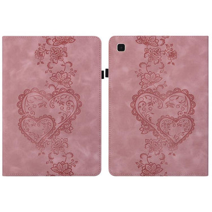 For Samsung Galaxy Tab A7 10.4 2020 Love Hearts Embossed Leather Smart Tablet Case(Pink) by bashfashion