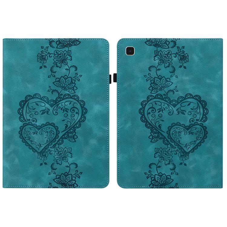 For Samsung Galaxy Tab A7 10.4 2020 Love Hearts Embossed Leather Smart Tablet Case(Green) by bashfashion