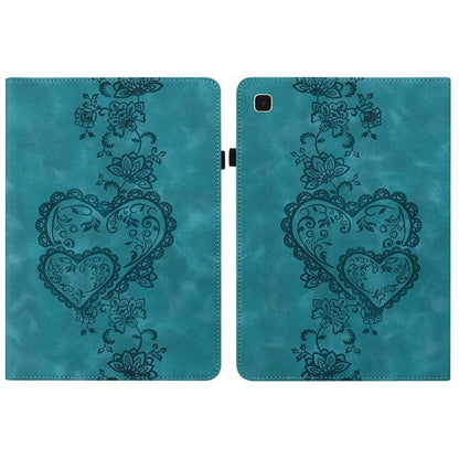 For Samsung Galaxy Tab A7 10.4 2020 Love Hearts Embossed Leather Smart Tablet Case(Green) by bashfashion