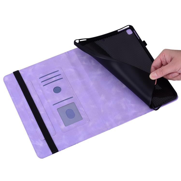 For Samsung Galaxy Tab A8 10.5 2021 Love Hearts Embossed Leather Smart Tablet Case(Purple) by bashfashion