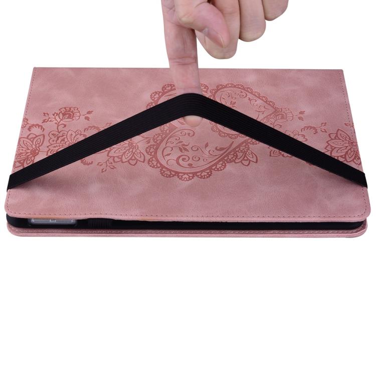 For Samsung Galaxy Tab A8 10.5 2021 Love Hearts Embossed Leather Smart Tablet Case(Pink) by bashfashion