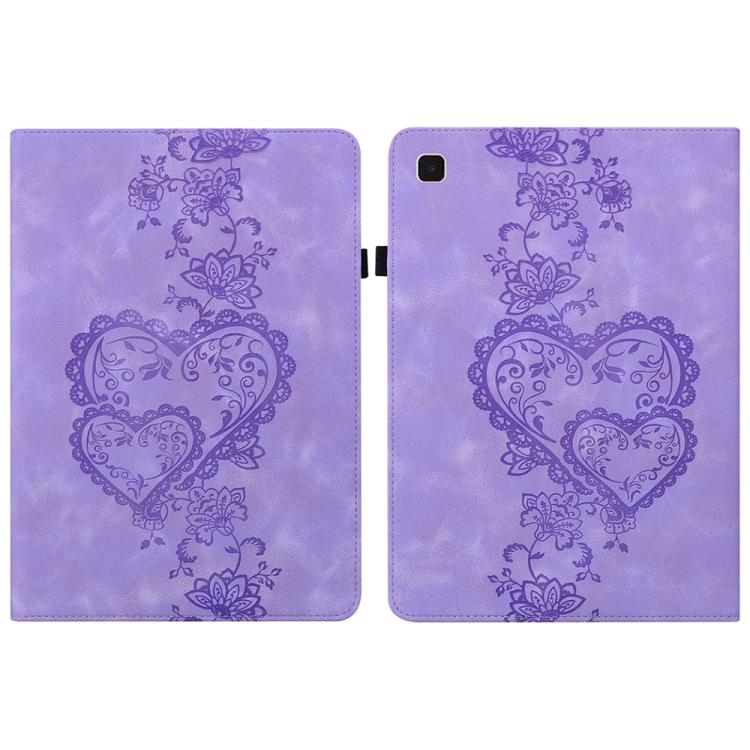 For Samsung Galaxy Tab A 9.7 T550 Love Hearts Embossed Leather Smart Tablet Case(Purple) by bashfashion
