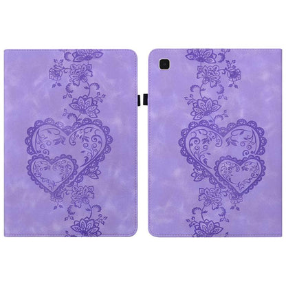 For Samsung Galaxy Tab A 9.7 T550 Love Hearts Embossed Leather Smart Tablet Case(Purple) by bashfashion