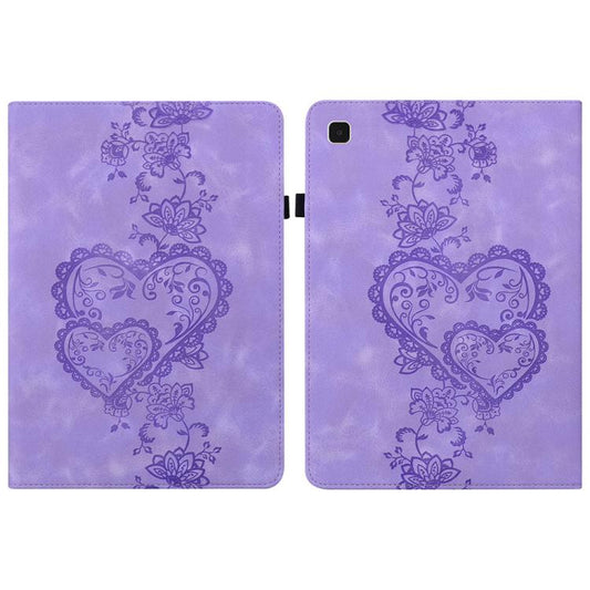 For Samsung Galaxy Tab A 9.7 T550 Love Hearts Embossed Leather Smart Tablet Case(Purple) by bashfashion