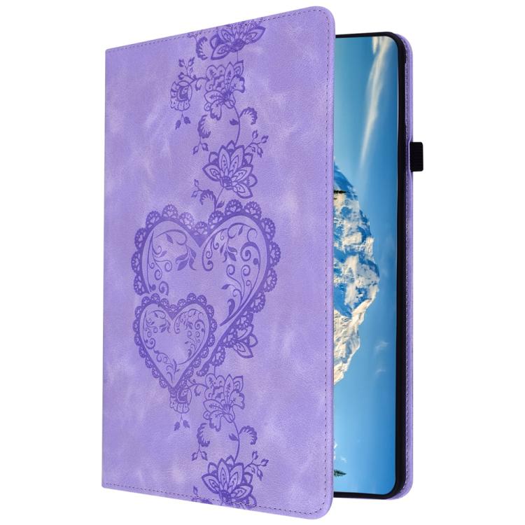 For Samsung Galaxy Tab A 9.7 T550 Love Hearts Embossed Leather Smart Tablet Case(Purple) by bashfashion