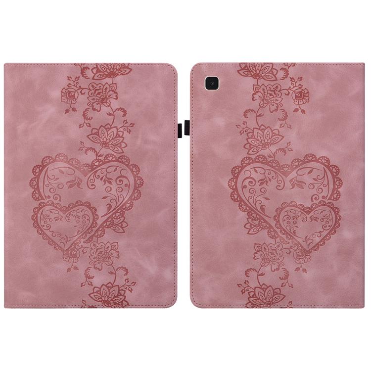 For Samsung Galaxy Tab A 9.7 T550 Love Hearts Embossed Leather Smart Tablet Case(Pink) by bashfashion