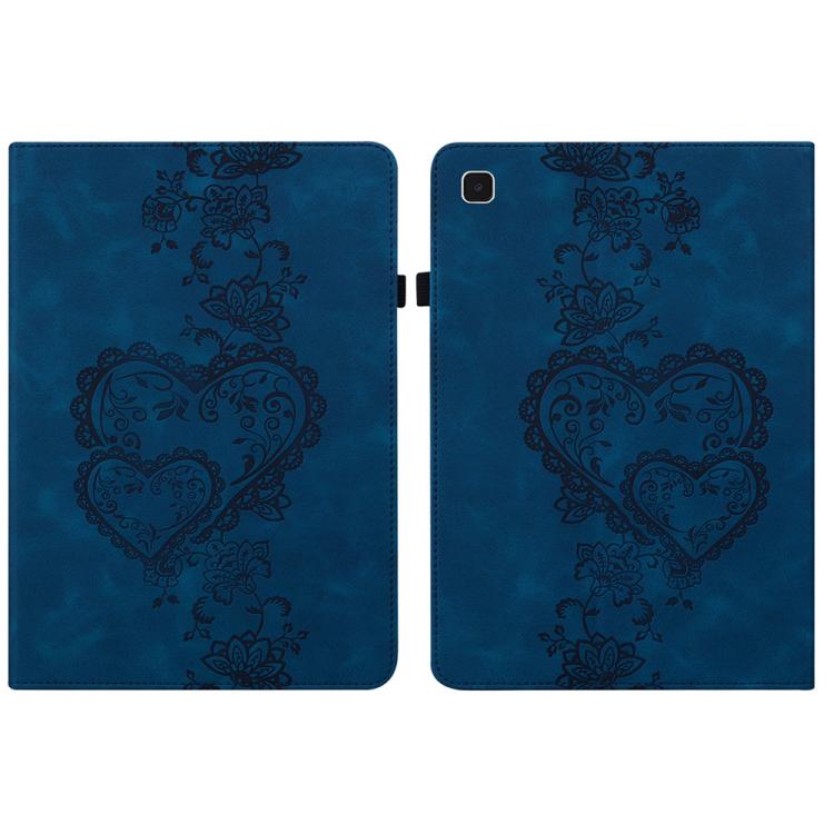 For Samsung Galaxy Tab A 9.7 T550 Love Hearts Embossed Leather Smart Tablet Case(Dark Blue) by bashfashion