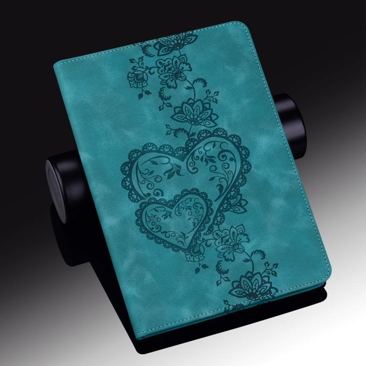 For Samsung Galaxy Tab A 10.1 2019 Love Hearts Embossed Leather Tablet Case(Green) by bashfashion