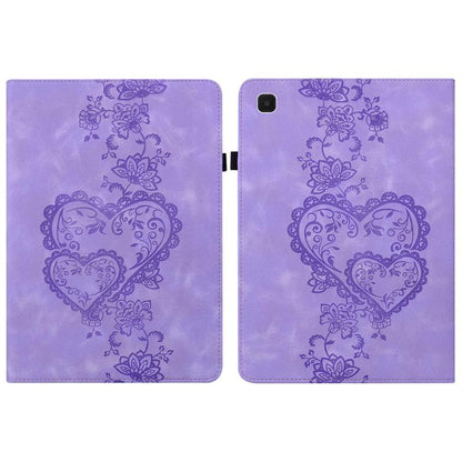 For Samsung Galaxy Tab A7 Lite Love Hearts Embossed Leather Tablet Case(Purple) by bashfashion