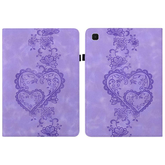 For Samsung Galaxy Tab A7 Lite Love Hearts Embossed Leather Tablet Case(Purple) by bashfashion