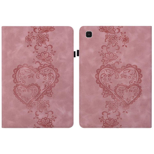 For Samsung Galaxy Tab A7 Lite Love Hearts Embossed Leather Tablet Case(Pink) by bashfashion
