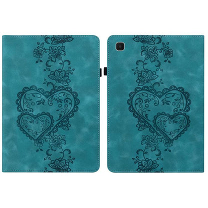 For Samsung Galaxy Tab A7 Lite Love Hearts Embossed Leather Tablet Case(Green) by bashfashion