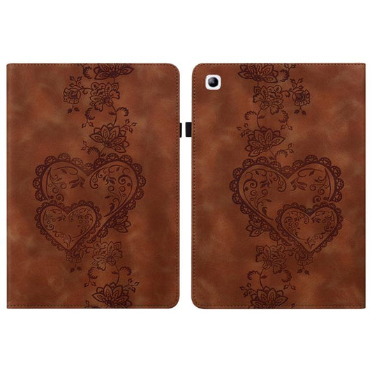 For Samsung Galaxy Tab S2 9.7 Love Hearts Embossed Leather Tablet Case(Brown) by bashfashion