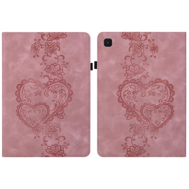 For Samsung Galaxy Tab A11 / A9 Love Hearts Embossed Leather Tablet Case(Pink) by bashfashion