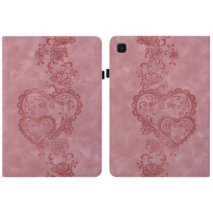 For Samsung Galaxy Tab A11 / A9 Love Hearts Embossed Leather Tablet Case(Pink) by bashfashion