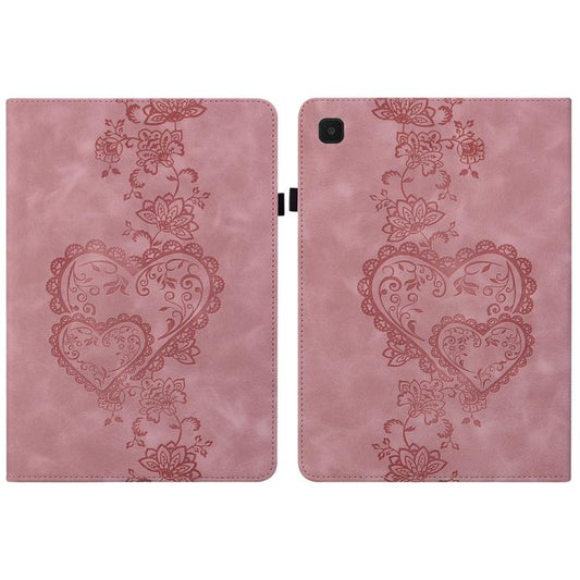 For Samsung Galaxy Tab A11 / A9 Love Hearts Embossed Leather Tablet Case(Pink) by bashfashion