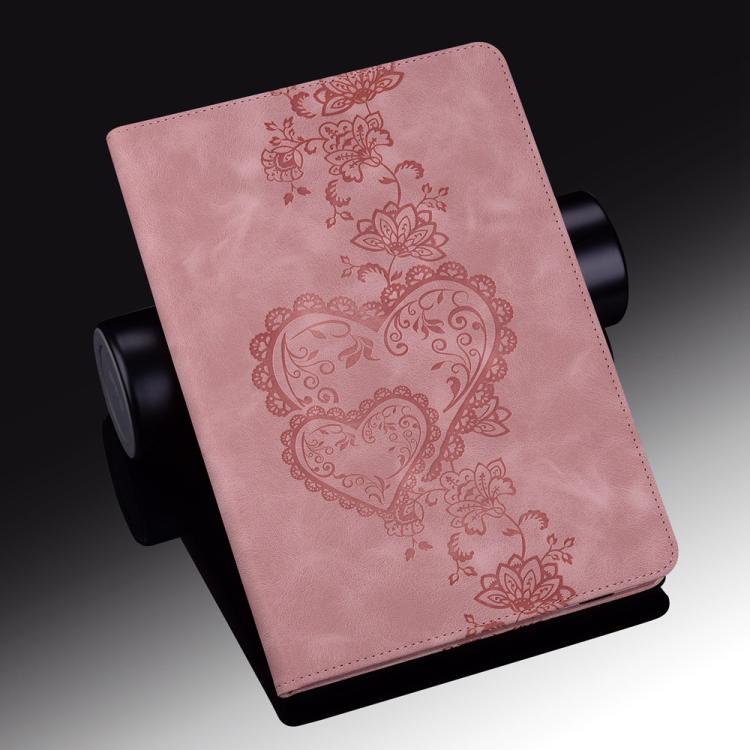For Samsung Galaxy Tab A11 / A9 Love Hearts Embossed Leather Tablet Case(Pink) by bashfashion