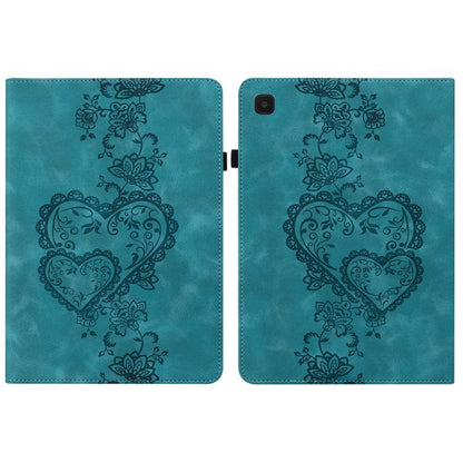 For Samsung Galaxy Tab A11 / A9 Love Hearts Embossed Leather Tablet Case(Green) by bashfashion