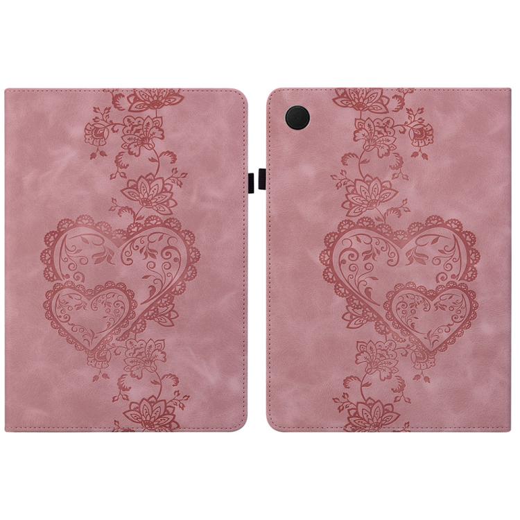 For Samsung Galaxy Tab A11+ / A9+ Love Hearts Embossed Leather Tablet Case(Pink) by bashfashion