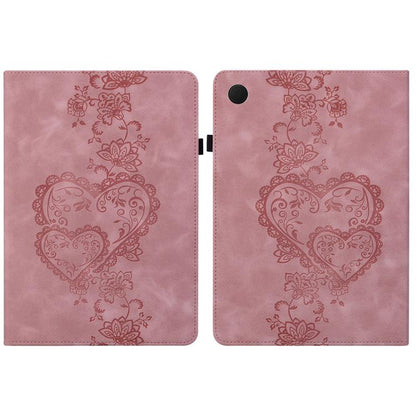 For Samsung Galaxy Tab A11+ / A9+ Love Hearts Embossed Leather Tablet Case(Pink) by bashfashion