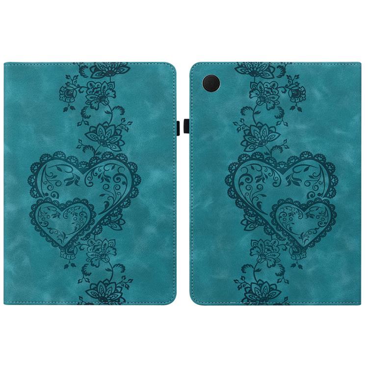 For Samsung Galaxy Tab A11+ / A9+ Love Hearts Embossed Leather Tablet Case(Green) by bashfashion