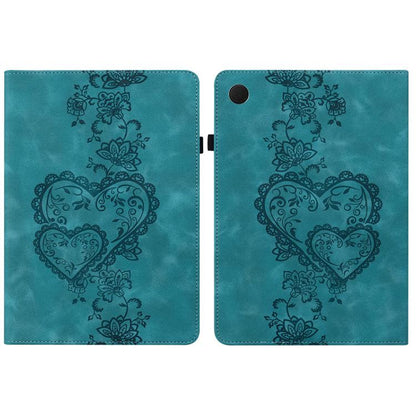 For Samsung Galaxy Tab A11+ / A9+ Love Hearts Embossed Leather Tablet Case(Green) by bashfashion
