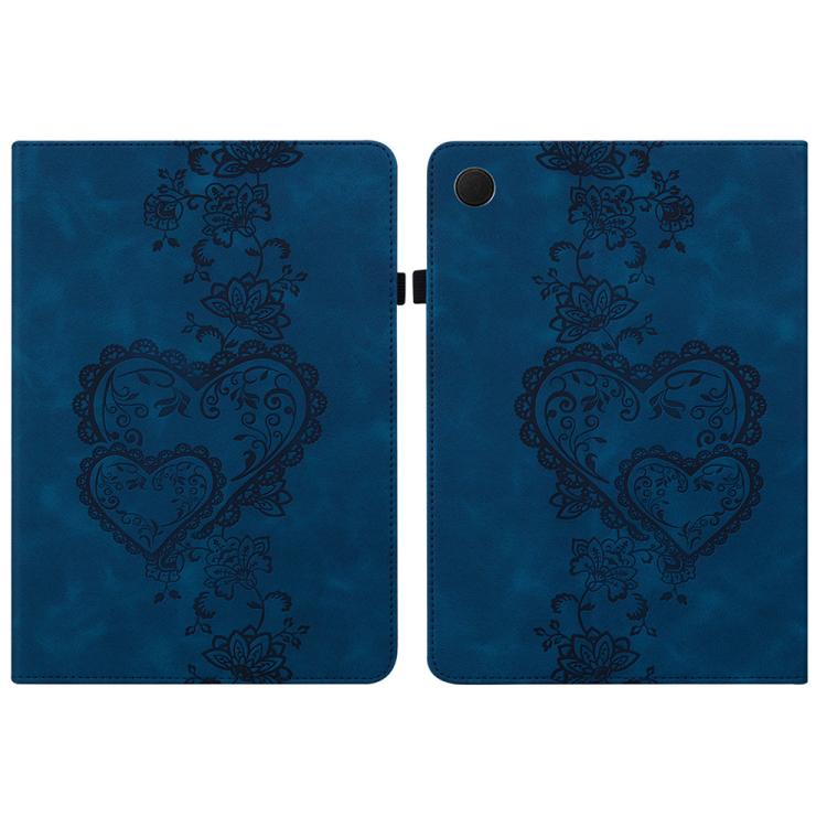 For Samsung Galaxy Tab A11+ / A9+ Love Hearts Embossed Leather Tablet Case(Dark Blue) by bashfashion
