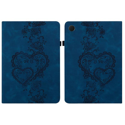 For Samsung Galaxy Tab A11+ / A9+ Love Hearts Embossed Leather Tablet Case(Dark Blue) by bashfashion