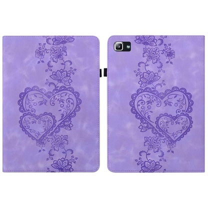 For Samsung Galaxy Tab A 10.1 2016 Love Hearts Embossed Leather Tablet Case(Purple) by bashfashion