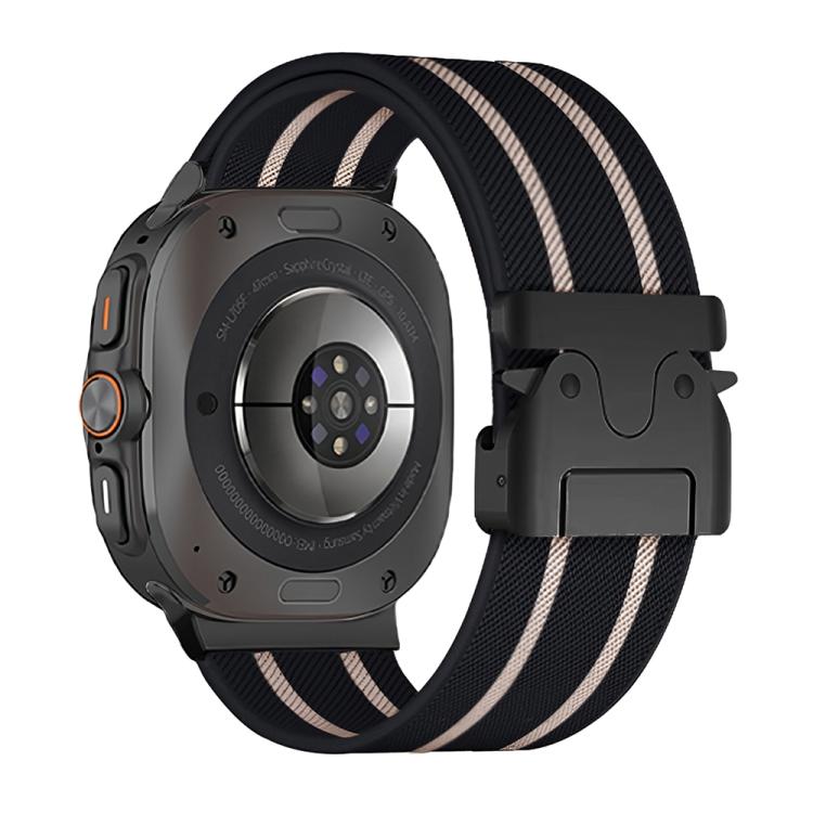 For Samsung Galaxy Watch Ultra 47mm / Ultra 2025 Parachute Buckle Stripe Nylon Elastic Braided Watch Band(Black Starlight) by bashfashion