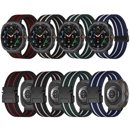 For Samsung Galaxy Watch Ultra 47mm / Ultra 2025 Parachute Buckle Stripe Nylon Elastic Braided Watch Band(Black Starlight) by bashfashion