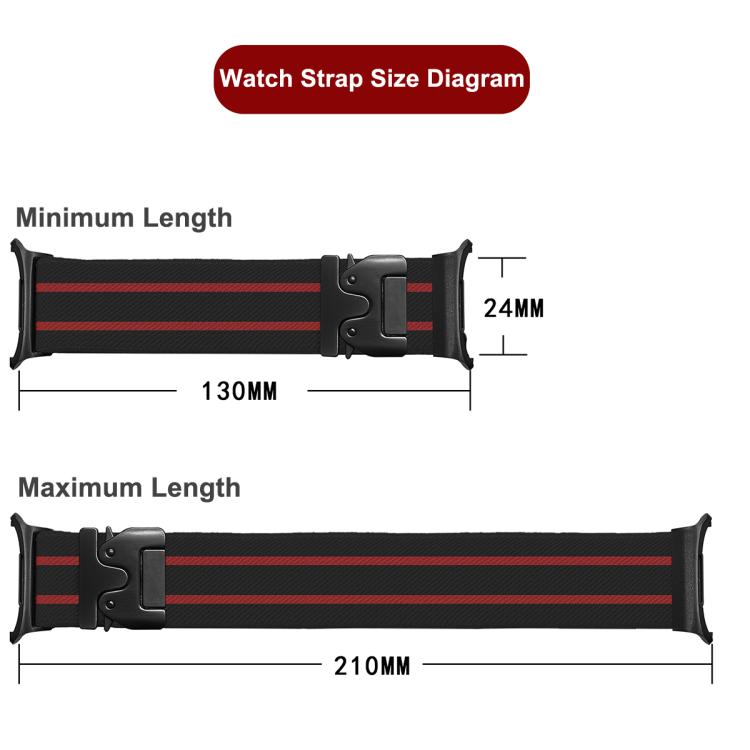 For Samsung Galaxy Watch Ultra 47mm / Ultra 2025 Parachute Buckle Stripe Nylon Elastic Braided Watch Band(Black Starlight) by bashfashion