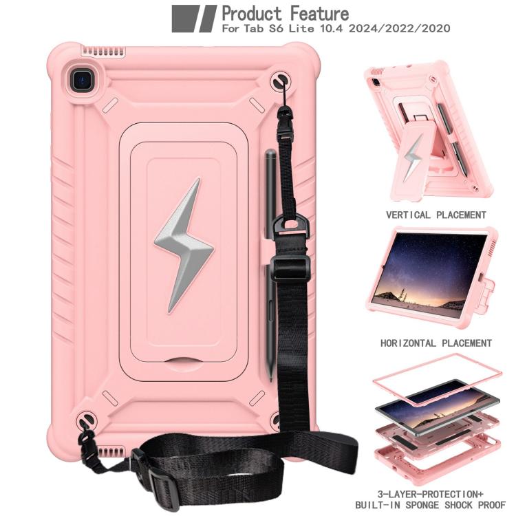 For Samsung Galaxy Tab S6 Lite 2020 / 2024 Armor Bolt Shape Holder Silicone Hybrid PC Tablet Case(Rose Gold) by bashfashion
