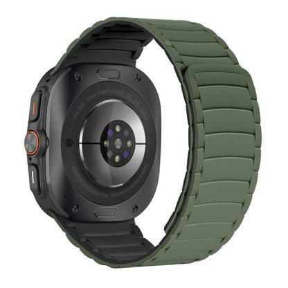 For Samsung Galaxy Watch Ultra 47mm / Ultra 2025 Silicone Sport Magnetic Watch Band(Army Green+Black) by bashfashion