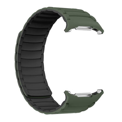 For Samsung Galaxy Watch Ultra 47mm / Ultra 2025 Silicone Sport Magnetic Watch Band(Army Green+Black) by bashfashion