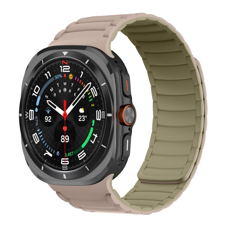 For Samsung Galaxy Watch Ultra 47mm / Ultra 2025 Silicone Sport Magnetic Watch Band(Camel+Bean Pink) by bashfashion