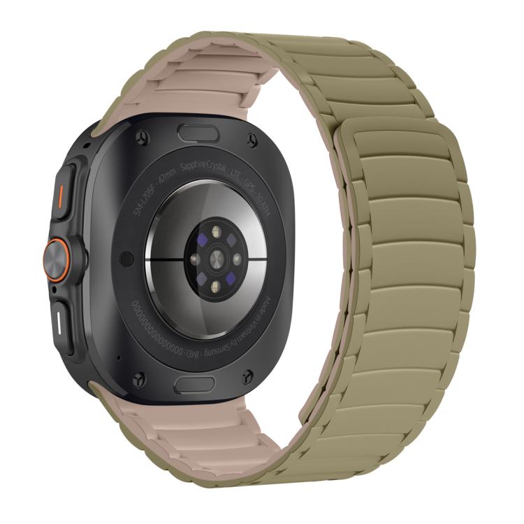 For Samsung Galaxy Watch Ultra 47mm / Ultra 2025 Silicone Sport Magnetic Watch Band(Camel+Bean Pink) by bashfashion