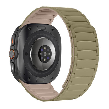 For Samsung Galaxy Watch Ultra 47mm / Ultra 2025 Silicone Sport Magnetic Watch Band(Camel+Bean Pink) by bashfashion