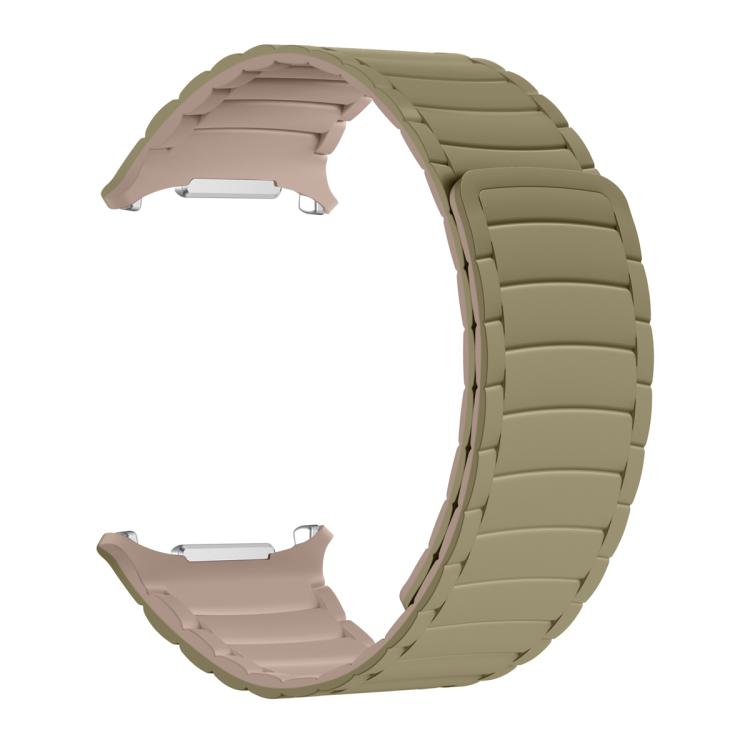 For Samsung Galaxy Watch Ultra 47mm / Ultra 2025 Silicone Sport Magnetic Watch Band(Camel+Bean Pink) by bashfashion