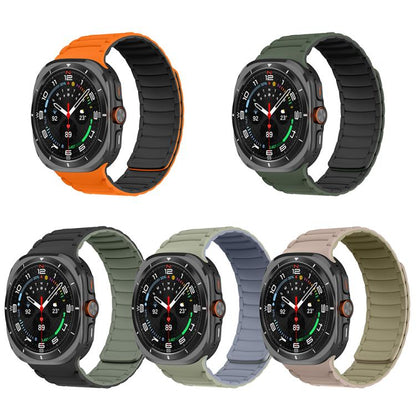 For Samsung Galaxy Watch Ultra 47mm / Ultra 2025 Silicone Sport Magnetic Watch Band(Army Green+Black) by bashfashion
