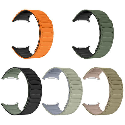 For Samsung Galaxy Watch Ultra 47mm / Ultra 2025 Silicone Sport Magnetic Watch Band(Black+Light Green) by bashfashion