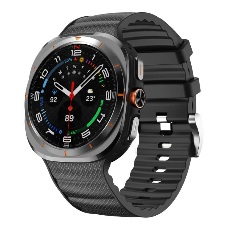 For Samsung Galaxy Watch Ultra 47mm / Ultra 2025 Solid Color Sports Silicone Watch Band(Black) by bashfashion